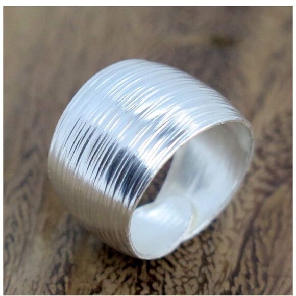 Handmade Textured Sterling Silver Wrap Ring - Picture 3 of 4